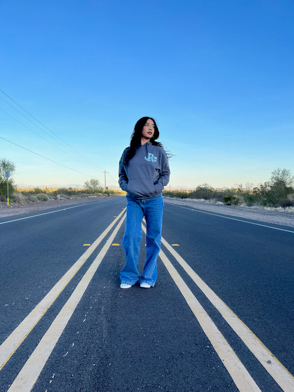JR CHARCOAL GREY / BABY BLUE OG CWPRNT HOODIE