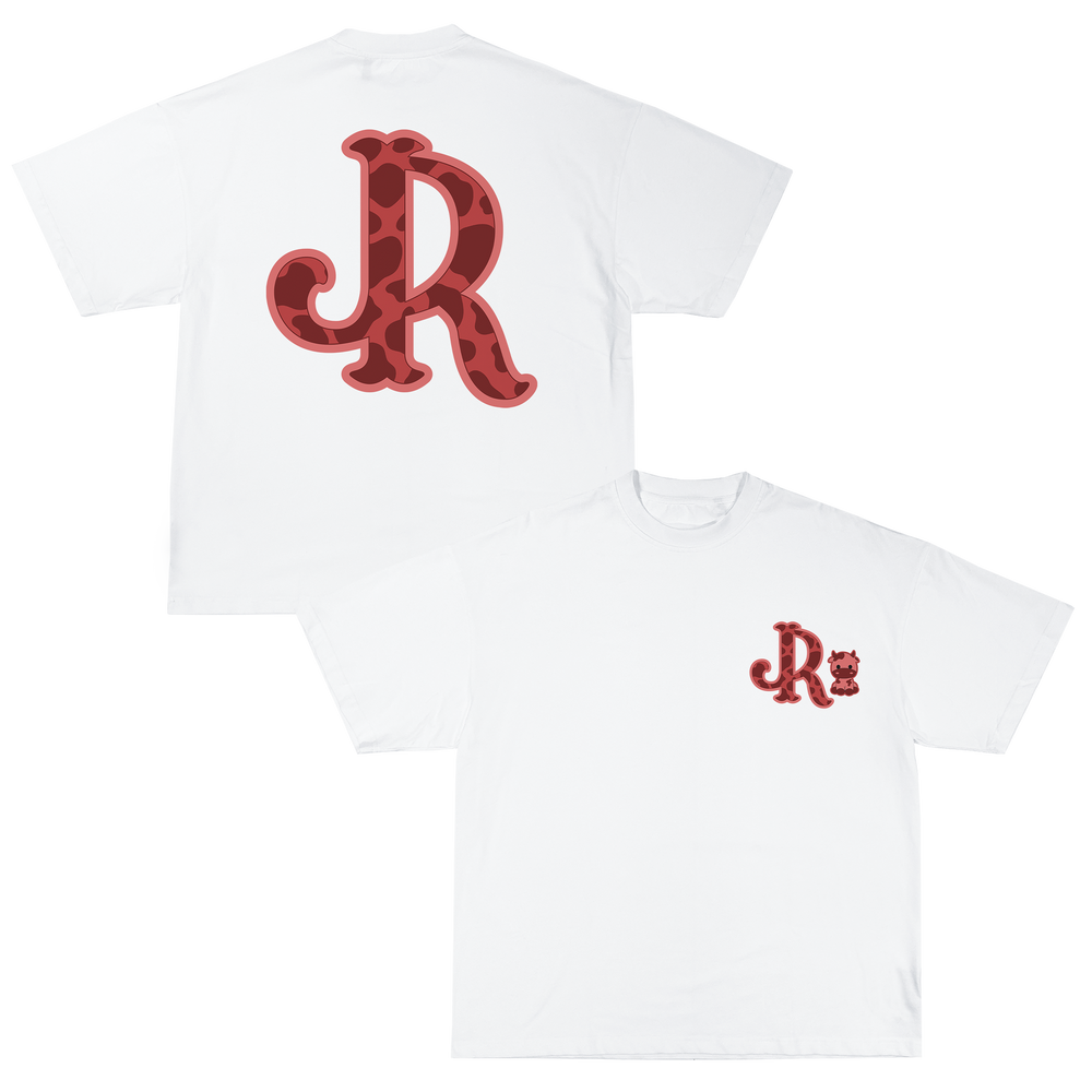 RED CWPRNT WHITE T-SHIRT