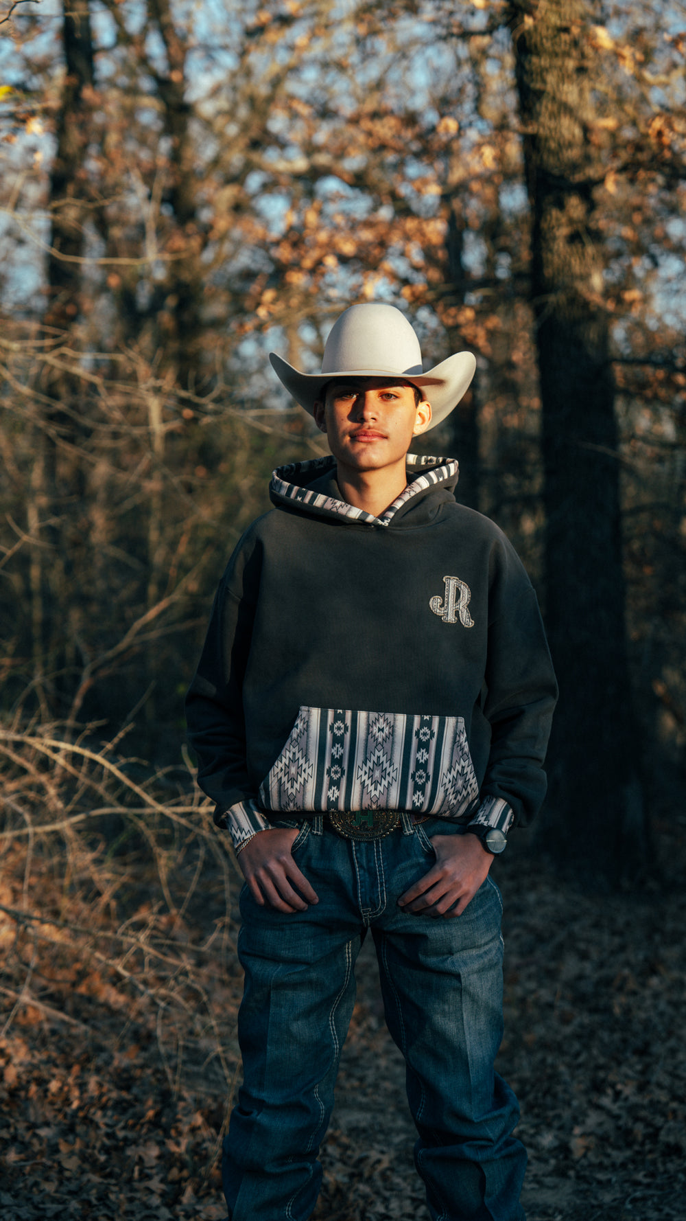 CHARCOAL AZTEC JJR HOODIE