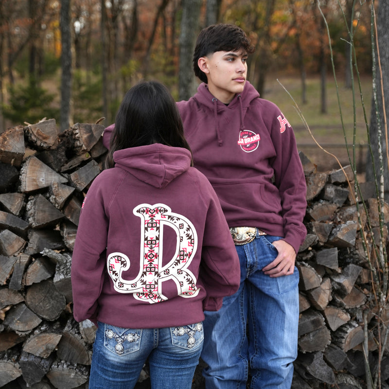 BURGUNDY AZTEC HOODIE
