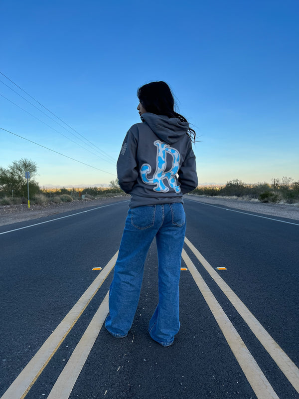 JR CHARCOAL GREY / BABY BLUE OG CWPRNT HOODIE