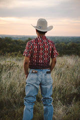 RED AZTEC PEARL SNAP