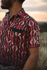 RED AZTEC PEARL SNAP