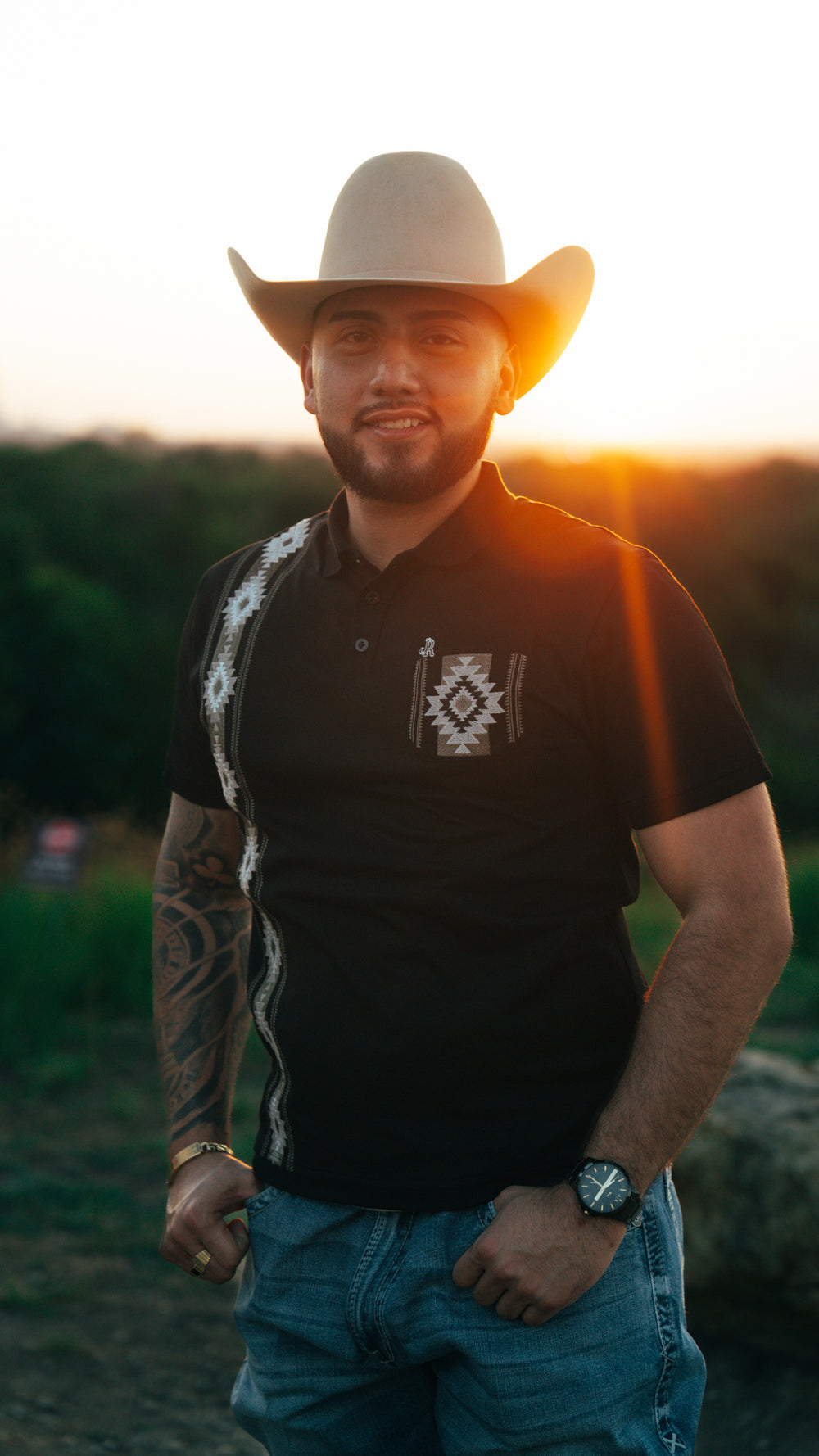 BLACK AZTEC POLO