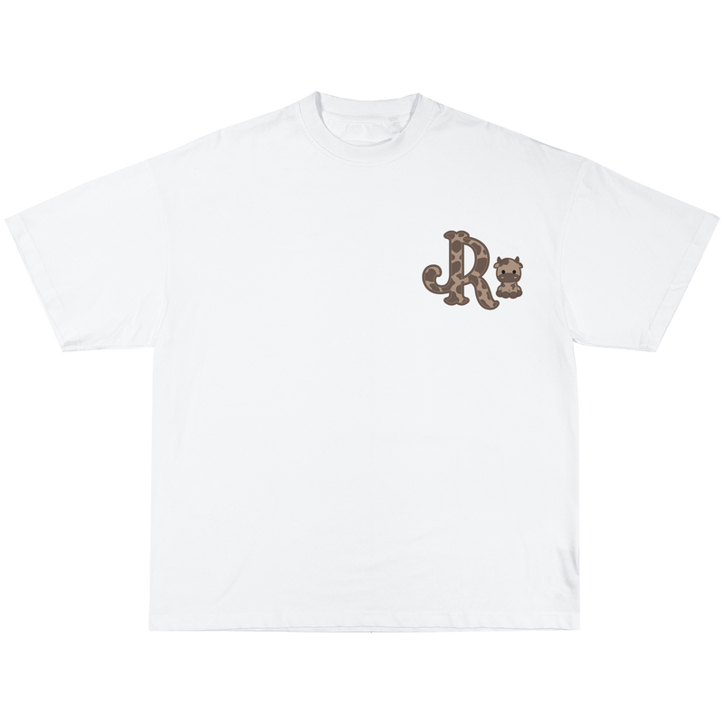 BROWN CWPRNT WHITE T-SHIRT