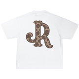 BROWN CWPRNT WHITE T-SHIRT