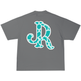 TEAL CWPRNT LIGHT GREY T-SHIRT