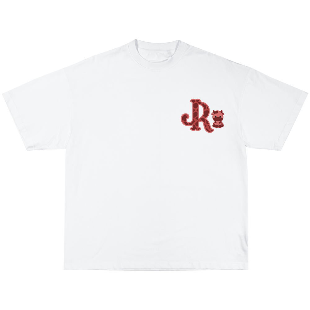 RED CWPRNT WHITE T-SHIRT