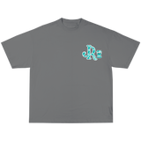 TEAL CWPRNT LIGHT GREY T-SHIRT